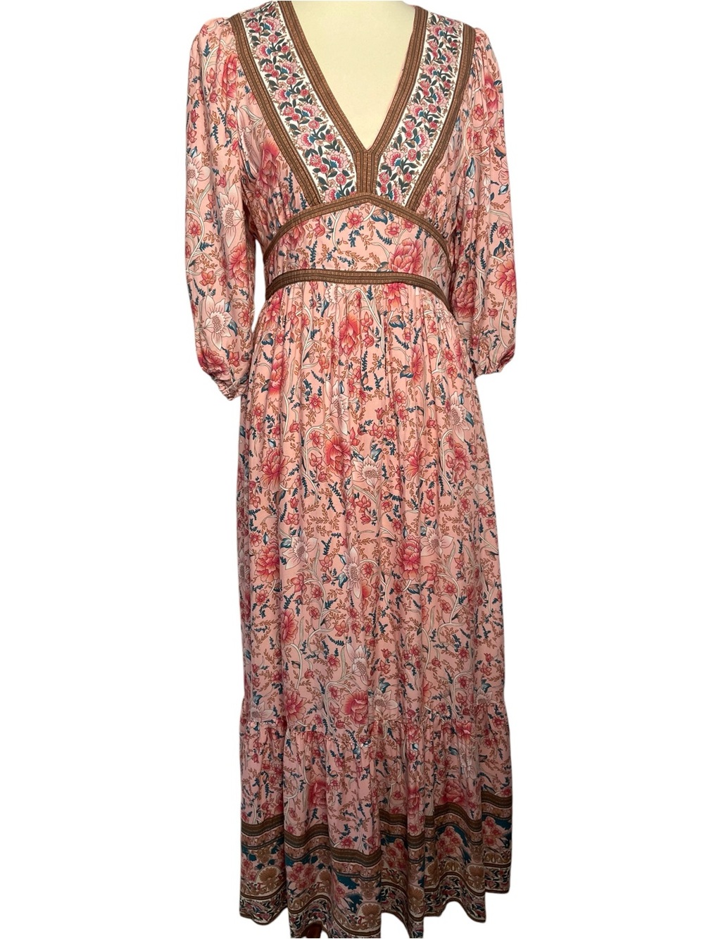 In Loom Coral-Pink Floral Maxi Dress - Picture 2 of 8
